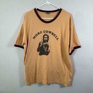 Mens XL More Cowbell SNL Christopher Walken Ringer T Shirt Tan Brown
